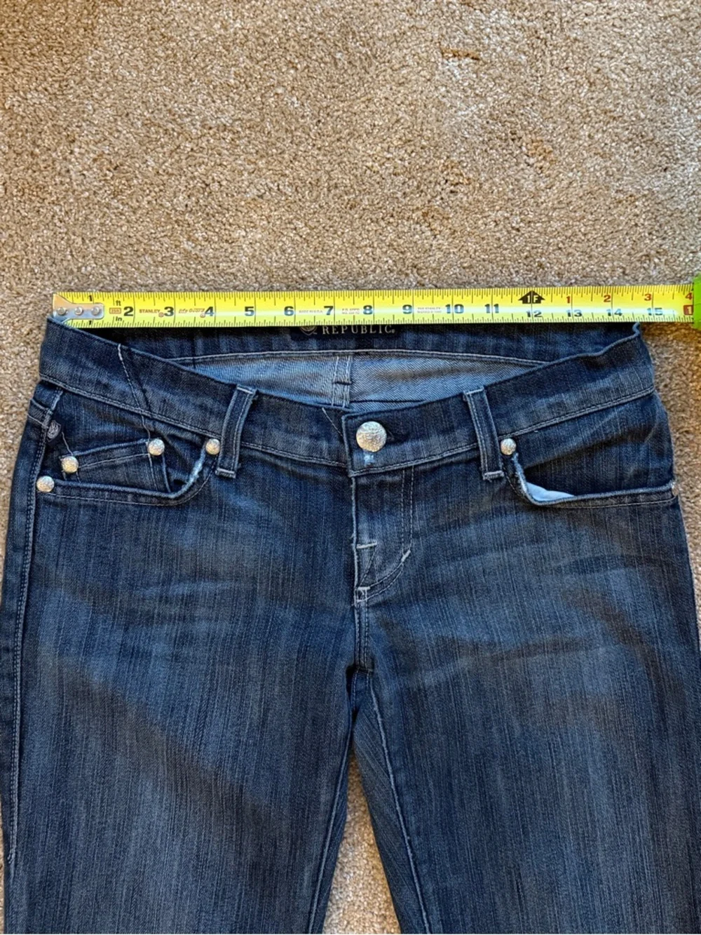 Rock & Republic Low Rise Skinny Jeans Size 26 Med Dk Wash Embroidered Pocket - Picture 10 of 16